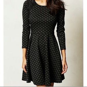 Weston Wear Black Long Sleeve Polka Dot Skater Dress